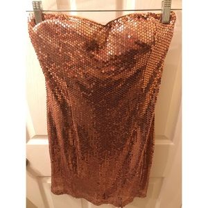 Rose Gold Sequin Mini Dress